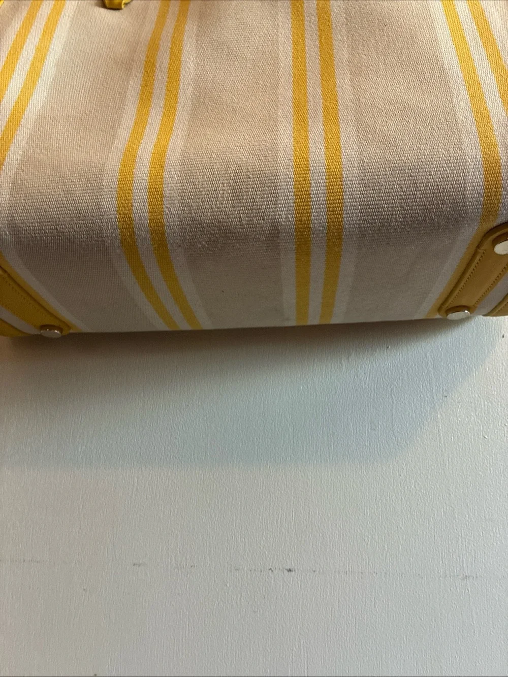 Kate Spade New York-Morning Light / Yellow Multi Striped Canvas Market Tote EUC